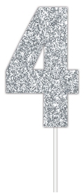 E4100.jpg CAKE TOPPER NUMBER GLITTER SILVER 4