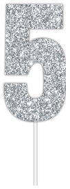 E4101.jpg CAKE TOPPER NUMBER GLITTER SILVER 5