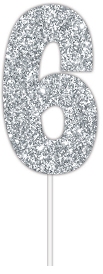 E4102.jpg CAKE TOPPER NUMBER GLITTER SILVER 6