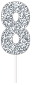 E4104.jpg CAKE TOPPER NUMBER GLITTER SILVER 8