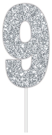 E4105.jpg CAKE TOPPER NUMBER GLITTER SILVER 9