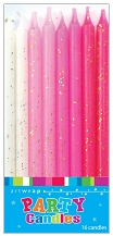 E4178.jpg CANDLE 16PK 12CM GLITTER PINKS