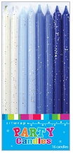 E4179.jpg CANDLE 16PK 12CM GLITTER BLUES