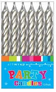 E4187.jpg CANDLE 12PK 8CM SPIRALS SILVER
