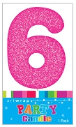 E4210.jpg CANDLE SINGLE NUMBER GLITTER PINK 6