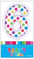 E47006.jpg CANDLE SINGLE NUMBER POLKA 6