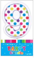 E47009.jpg CANDLE SINGLE NUMBER POLKA 9