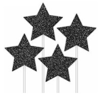 E4902.jpg CAKE TOPPER 4PK GLITTER STARS BLACK
