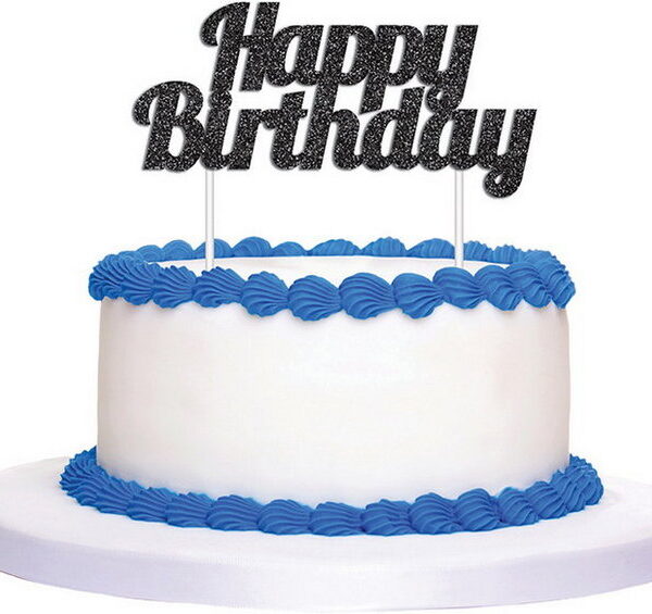 E4903.jpg CAKE TOPPER GLITTER BLACK BIRTHDAY