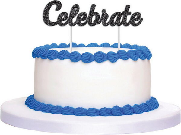 CAKE TOPPER GLITTER BLACK CELEBRATE