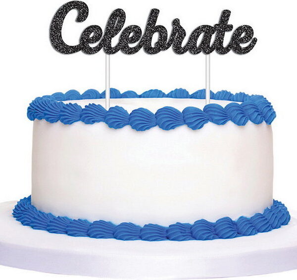 E4904.jpg CAKE TOPPER GLITTER BLACK CELEBRATE