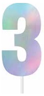 CAKE TOPPER NUMBER IRIDESCENT 3