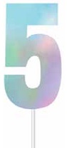 CAKE TOPPER NUMBER IRIDESCENT 5