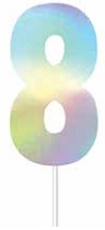 CAKE TOPPER NUMBER IRIDESCENT 8