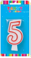 E54605.jpg CANDLE SINGLE NUMBER RED OUTLINE 5