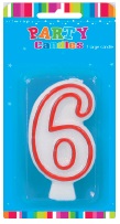 E54606.jpg CANDLE SINGLE NUMBER RED OUTLINE 6