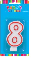 E54608.jpg CANDLE SINGLE NUMBER RED OUTLINE 8