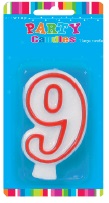 CANDLE SINGLE NUMBER RED OUTLINE 9