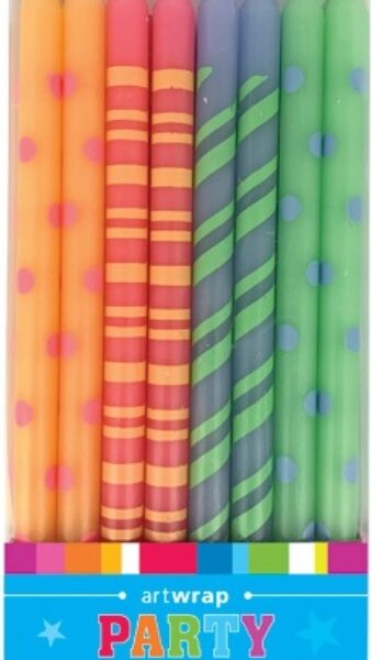 E54703.jpg CANDLE 16PK 12CM PRINTED BRIGHTS