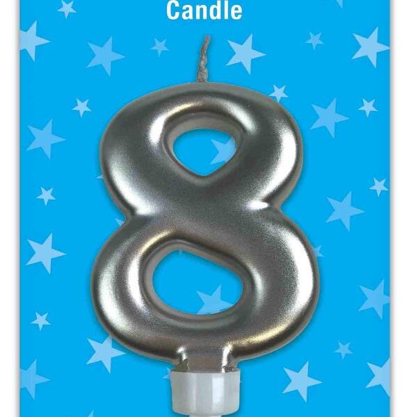 E6111 CANDLE FRML SILVER NUM 0 CANDLE FORMAL SILVER NUMBER 8