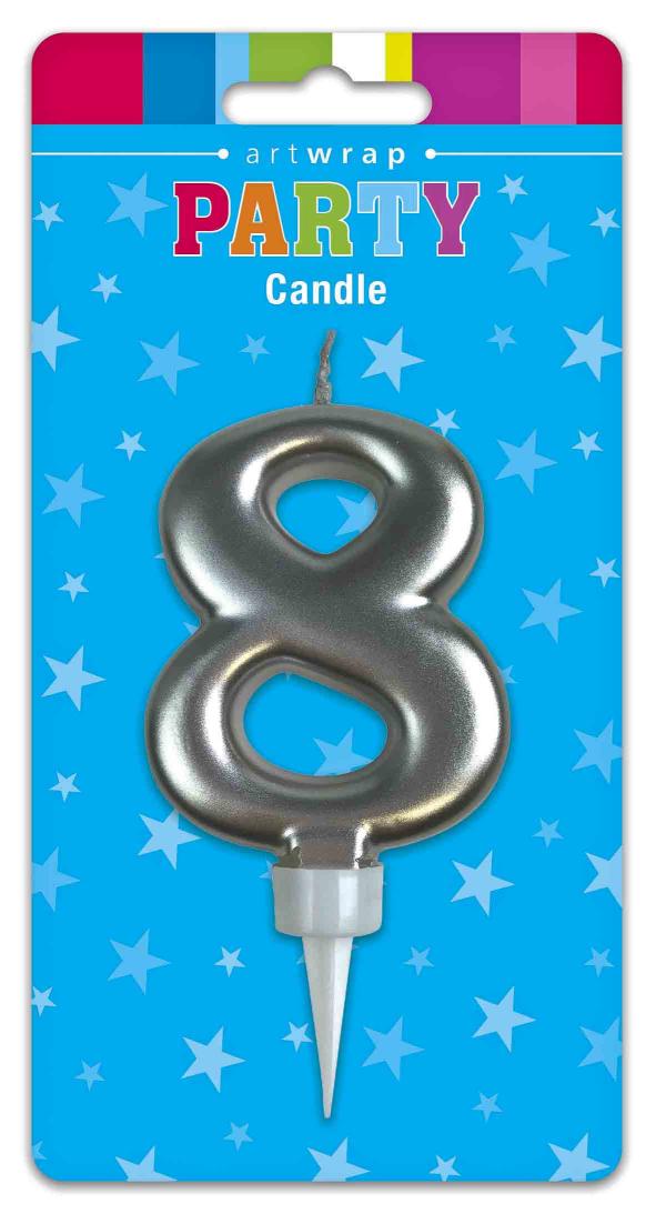 CANDLE FORMAL SILVER NUMBER 8