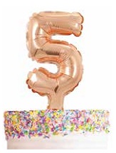 E6178.jpg BALLOON FOIL CAKE TOPPER ROSE GOLD NUMBER 5