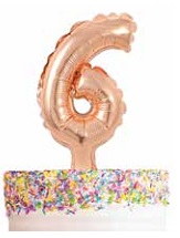 E6179.jpg BALLOON FOIL CAKE TOPPER ROSE GOLD NUMBER 6