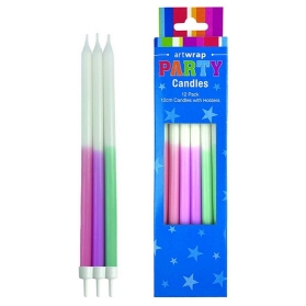 E8797.jpg CANDLE 12PK 12CM HALF DIP PINK