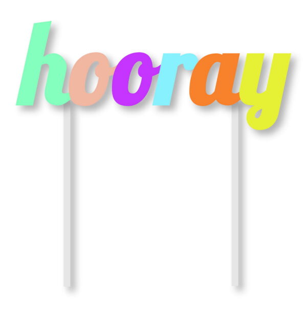 CAKE TOPPER 1PK HOORAY MULTI