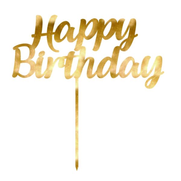 E9582.jpg CAKE TOPPER ACRYLIC 1PK HBD GOLD