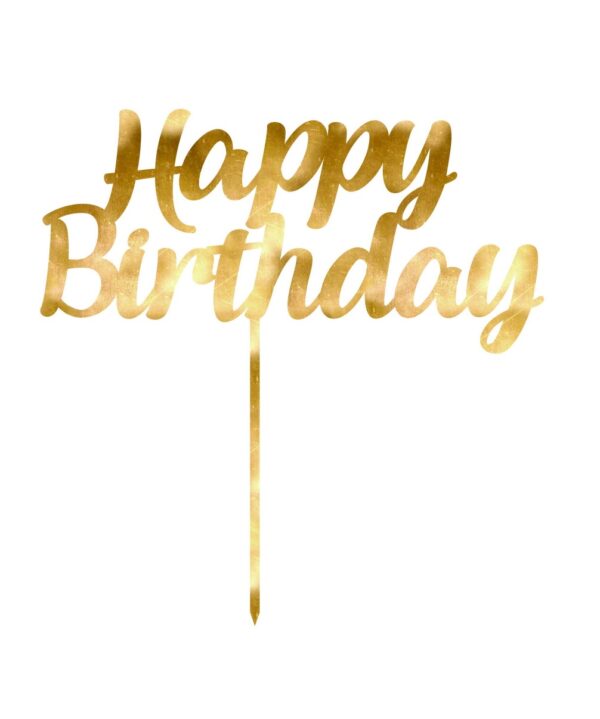 CAKE TOPPER ACRYLIC 1PK HBD GOLD