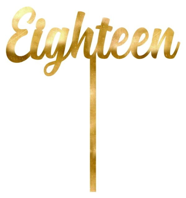 CAKE TOPPER ACRYLIC 1PK 18 GOLD