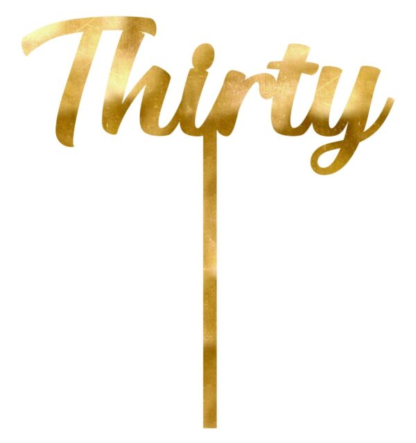 CAKE TOPPER ACRYLIC 1PK 30 GOLD