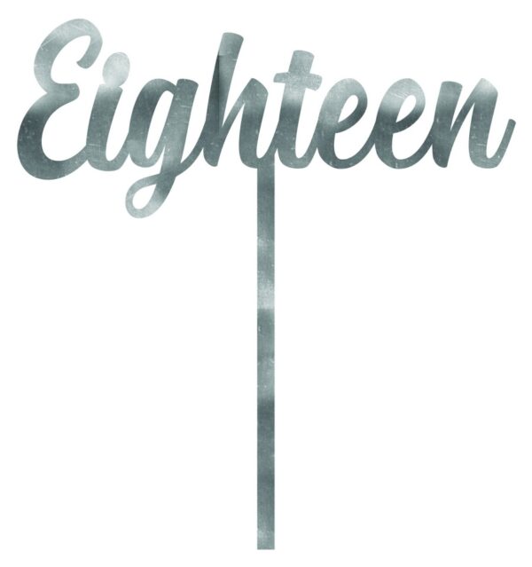 CAKE TOPPER ACRYLIC 1PK 18 SILVER