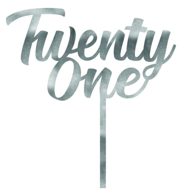 CAKE TOPPER ACRYLIC 1PK 21 SILVER