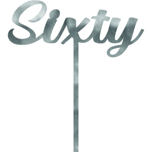 E9598.jpg CAKE TOPPER ACRYLIC 1PK 60 SILVER