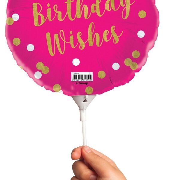E9924.jpg BALLOON FOIL 22CM WITH STICK BIRTHDAY GIRL