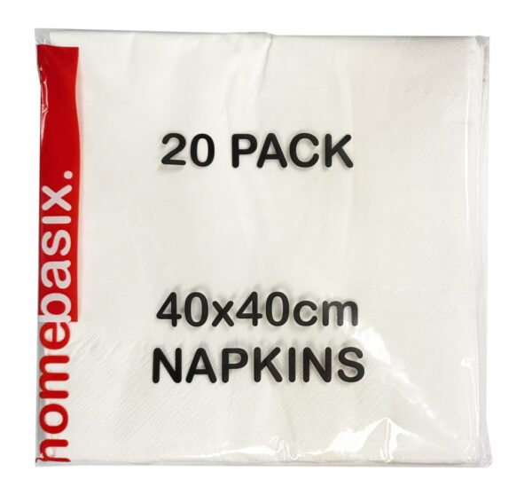 WHITE NAPKINS 20 PACK 40X40 12/60