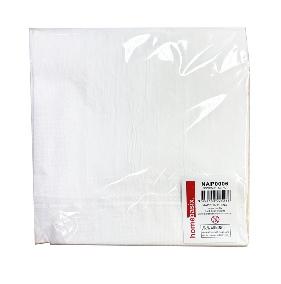 NAP0006.jpg WHITE 2 PLY NAPKINS 50 PACK 33X33 12/300