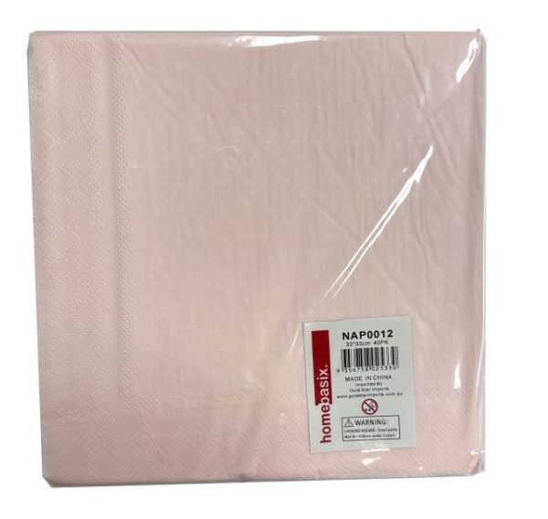 LIGHT PINK 40 PACK NAPKINS 33X33 12/120