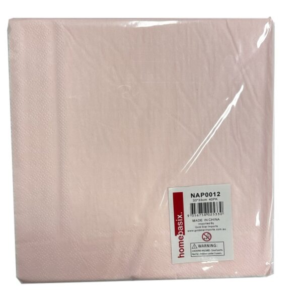 NAP0012.jpg LIGHT PINK 40 PACK NAPKINS 33X33 12/120