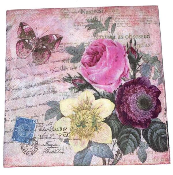 ROSE BUTTERFLY NAPKINS 20PK 12/300