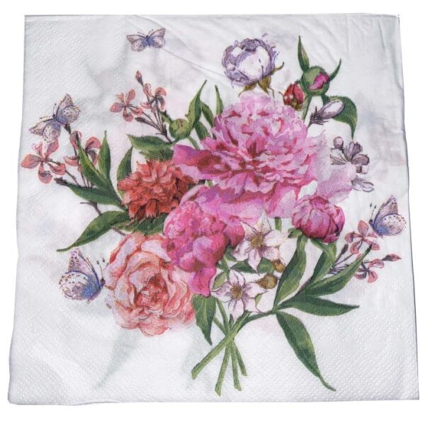 NAP0073.jpg PINK FLORAL BOUQUET 20PK 30X30CM 12/300