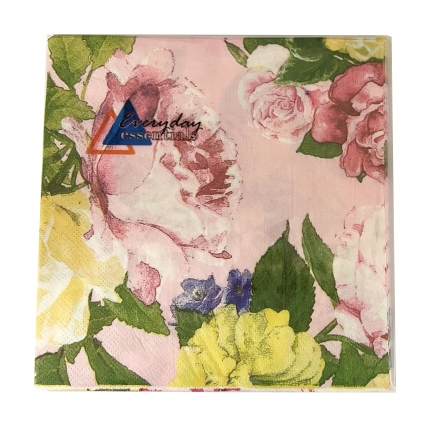 NAP0131.jpg PINK FLORAL NAPKINS 20PK 30X30CM 12/300