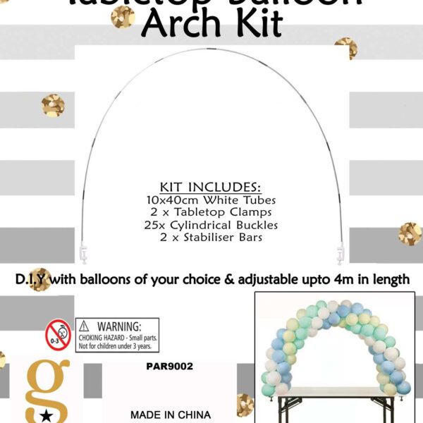 PAR9002.jpg BALLOON ARCH TABLE KIT WHITE 4M 10PCK 3/30