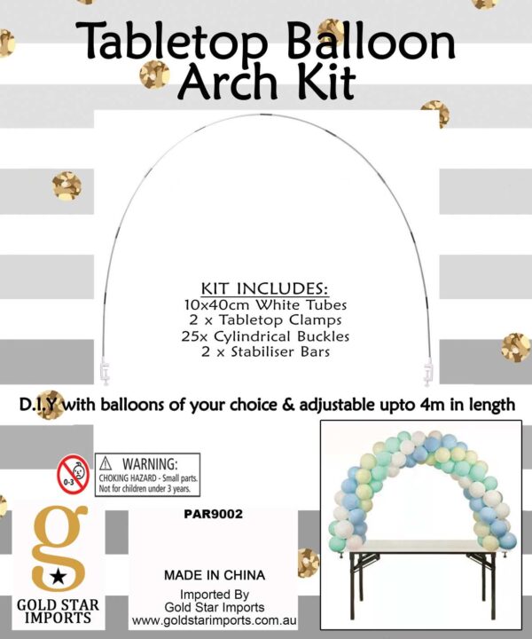 BALLOON ARCH TABLE KIT WHITE 4M 10PCK 3/30