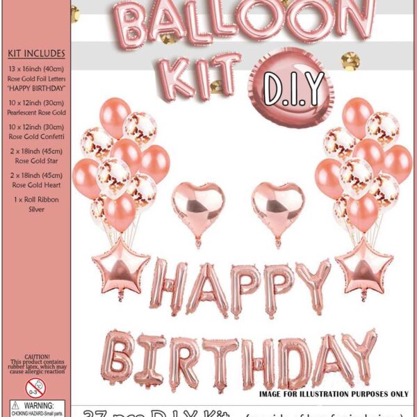 PAR9070.jpg ROSE GOLD BIRTHDAY BALLOON KIT 37PCS 1/40