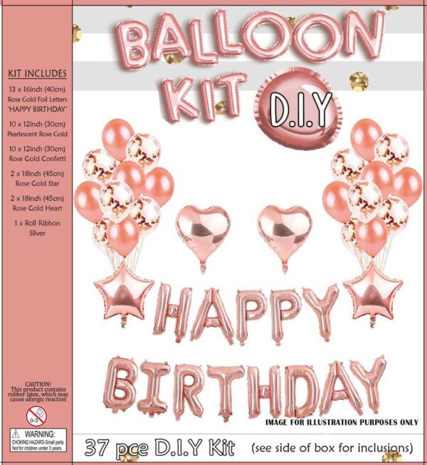 ROSE GOLD BIRTHDAY BALLOON KIT 37PCS 1/40