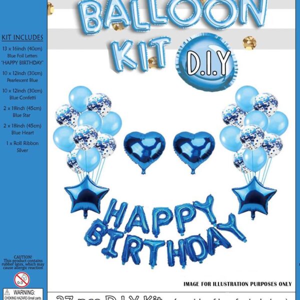 PAR9071.jpg BLUE BIRTHDAY BALLOON KIT 37PCS 1/40