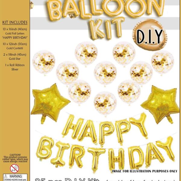 PAR9073.jpg GOLD BIRTHDAY BALLOON KIT 25PCS 1/120